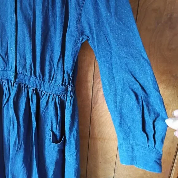 Eddie Bauer Denim Maxi Dress XL 100% Cotton Button Front Long Sleeve Blue Shirt - Picture 3 of 6